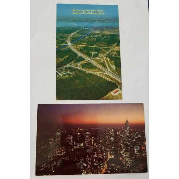 1958 New Jersey Turnpike and Manhattan Skyline Photo Postcards Divided BT967 - Picture 1 of 2